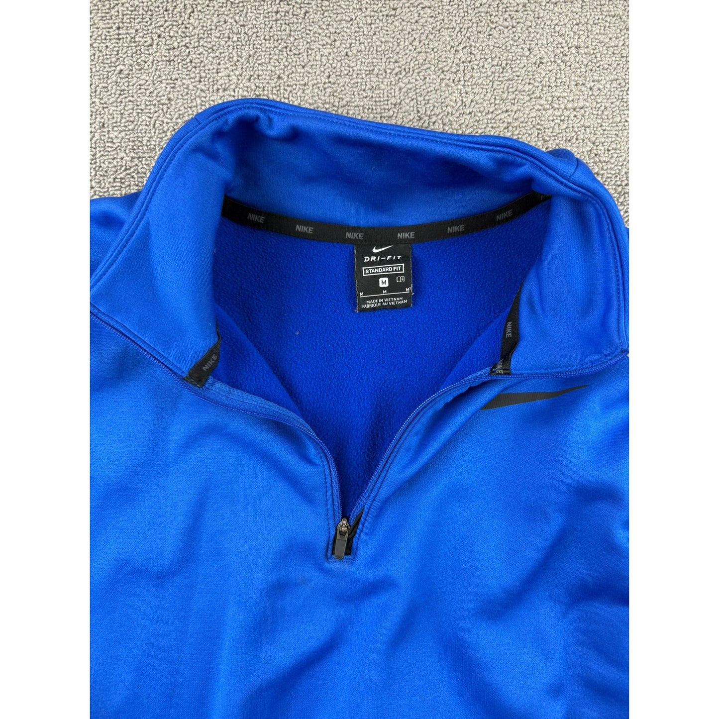 Nike Dri Fit Quarter Zip Pullover Men's M Royal Blue Kangaroo Pocket Vietnam