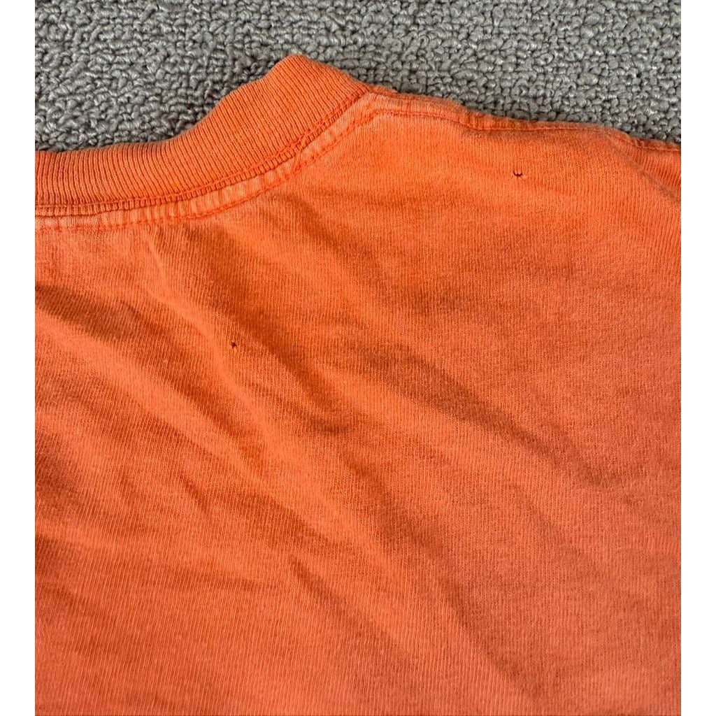 Disney T Shirt Men L Orange Mickey Mouse Graphic Short Sleeve Cotton Crewneck