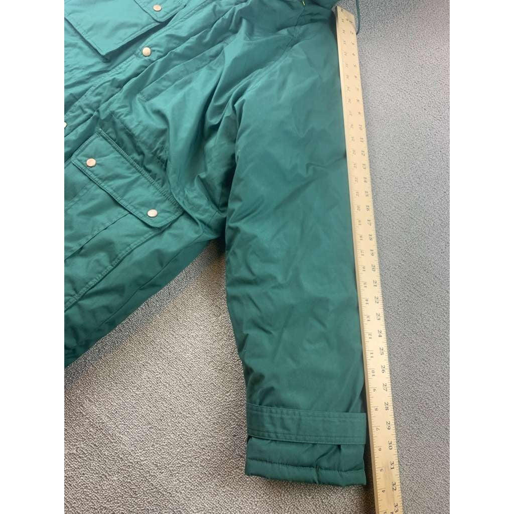 St John’s Bay Men’s Size Large Green Plaid Lined Hooded Parka Jacket Korea Made