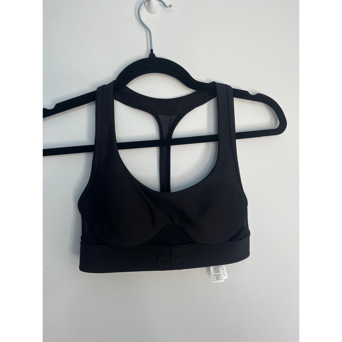 Alo Yoga Sports Bra Women XXS Black Mesh Back Racerback Supportive