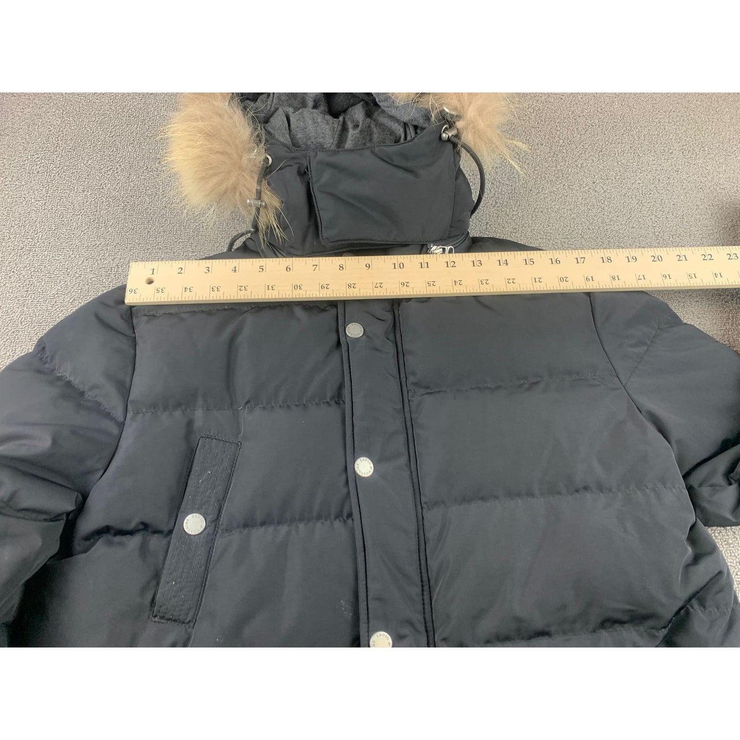 Zadig & Voltaire Katy Down Parka Women L Black Raccoon Fur Hood 80/20 Duck Down