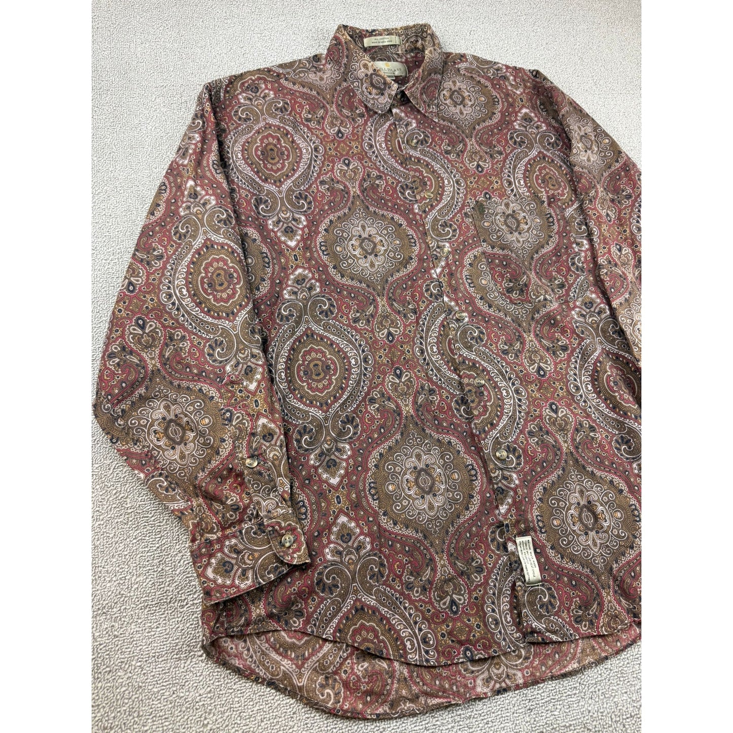 Bill Blass Men Large Multicolor Paisley Button Down Shirt