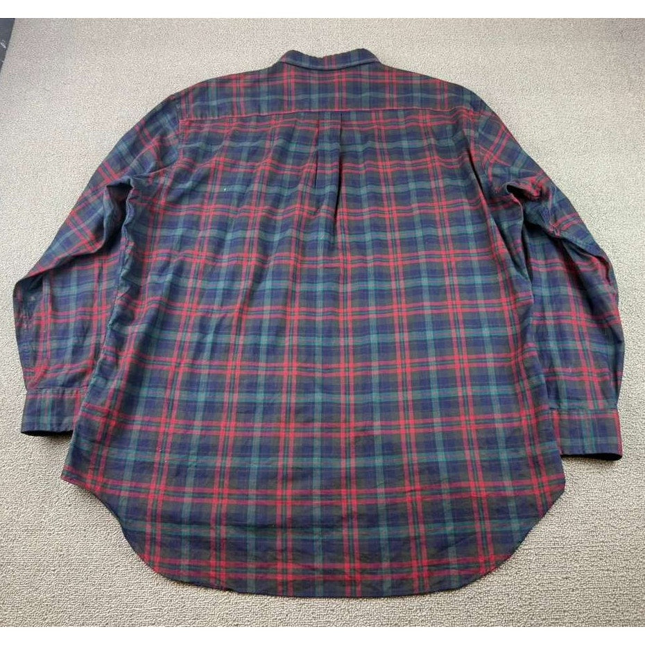 Brooks Brothers Button Down Shirt Mens XL Plaid Cotton Vintage Hong Kong