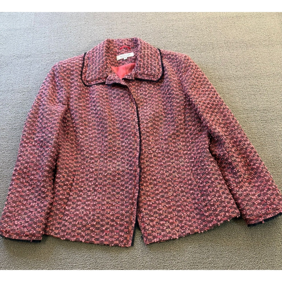 Emanuel Ungaro Size 14 Womens Pink Tweed Blazer Jacket