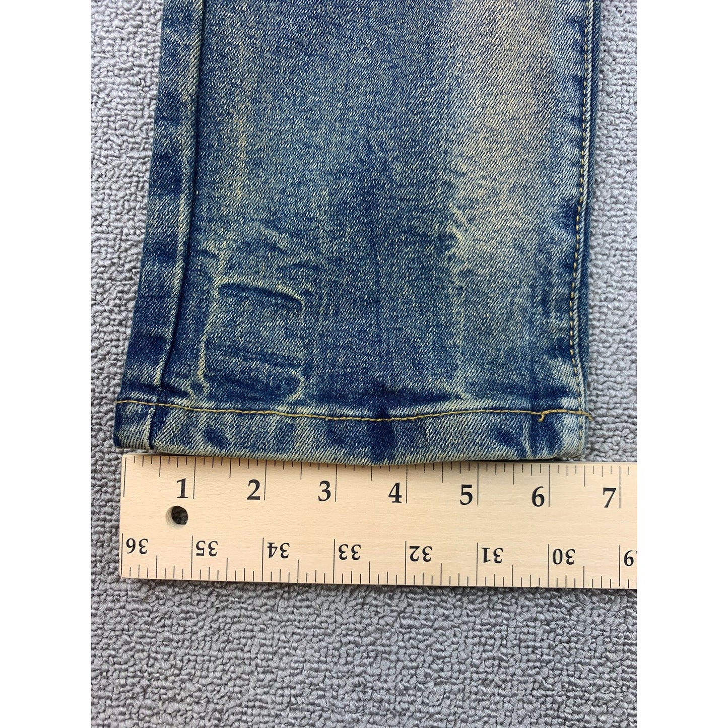 Woolf Men's 34x32 Slim-fit Jeans Blue With A Fashionable Cut-Up Design