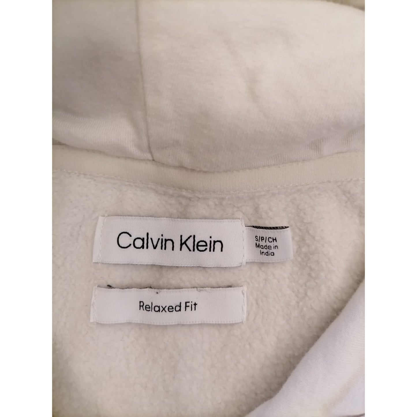 Calvin Klein Women Small P White Pullover Hoodie Relaxed Fit Comfortable Everyday