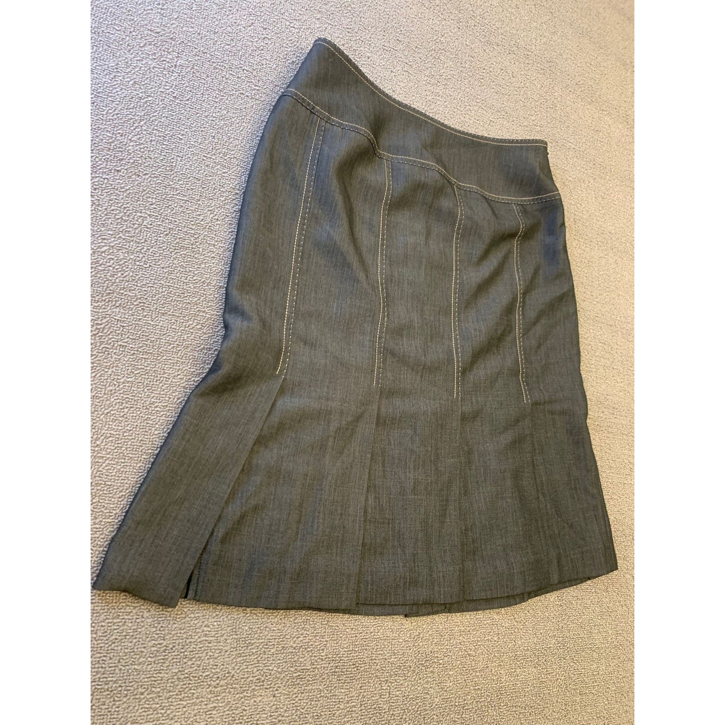 Albert Nipon Gray Pleated A-Line Skirt Women 8 White Stiching