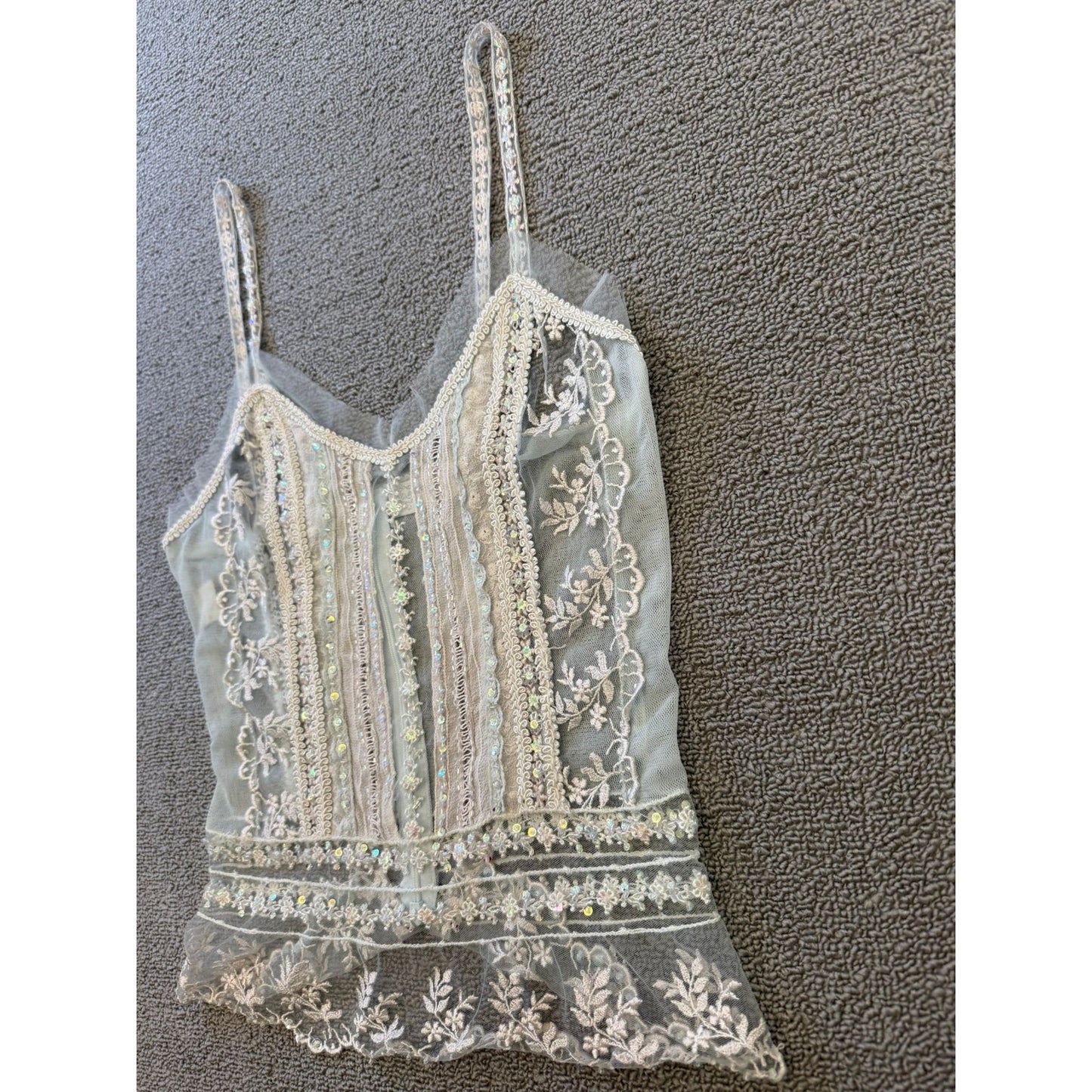 Mónica Socolovsky Female Sheer Lace Sequined Camisole Top Size 36 Blouse