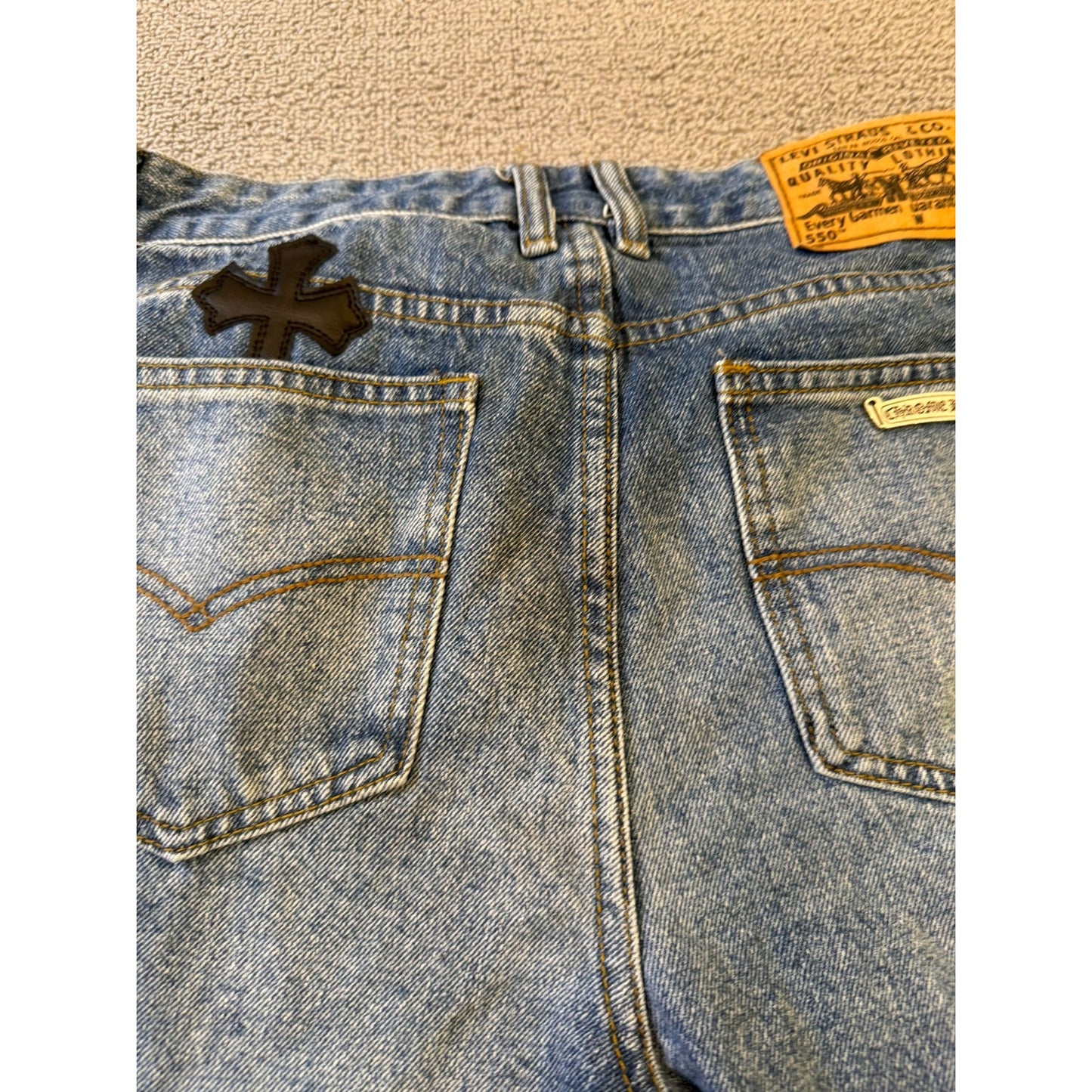 Levi's 550 Women's Chrome Hearts Cross Patch Light Wash Straight Jeans