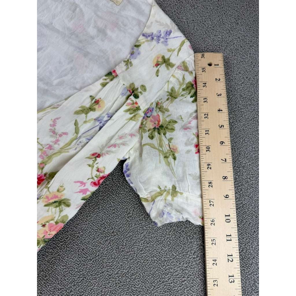 Denim And Supply Ralph Lauren Dress Women M White Cotton Floral Print Ruffle Hem