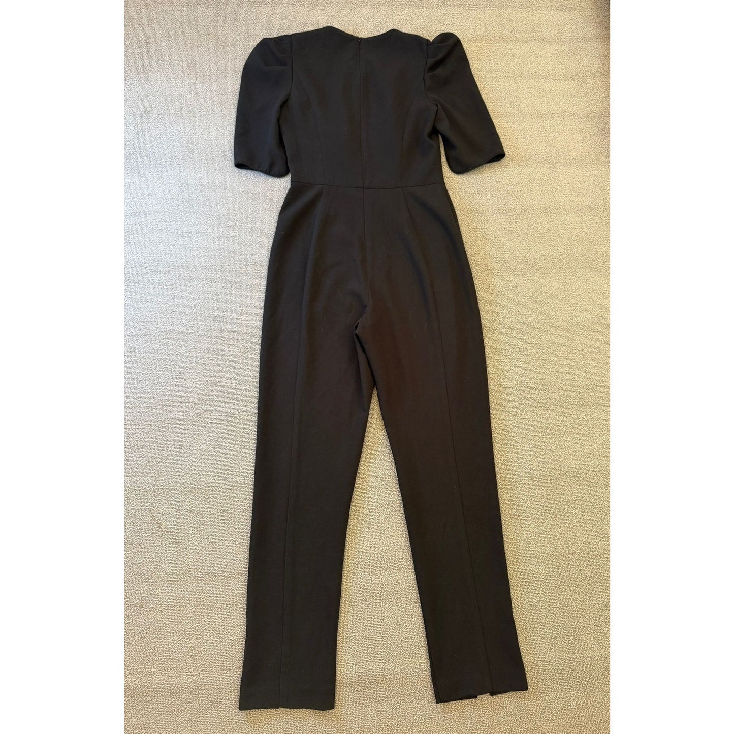 Black Halo Women's Size 4 Black Puff Sleeve Tailored Jumpsuit Dressy Formal