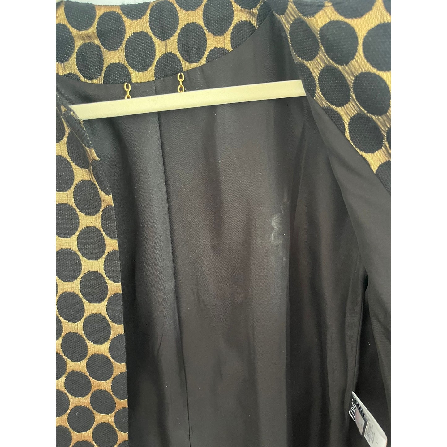 Diane von Furstenberg Coat Women 4 Polka Dot Metallic Open Front Long Jacket