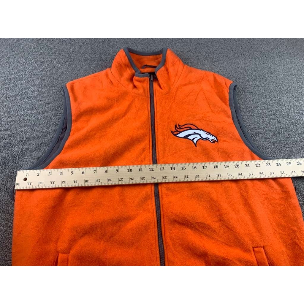 NFL Apparel Men's Large Orange Gray Trim Broncos Vest Warm Fan Horse