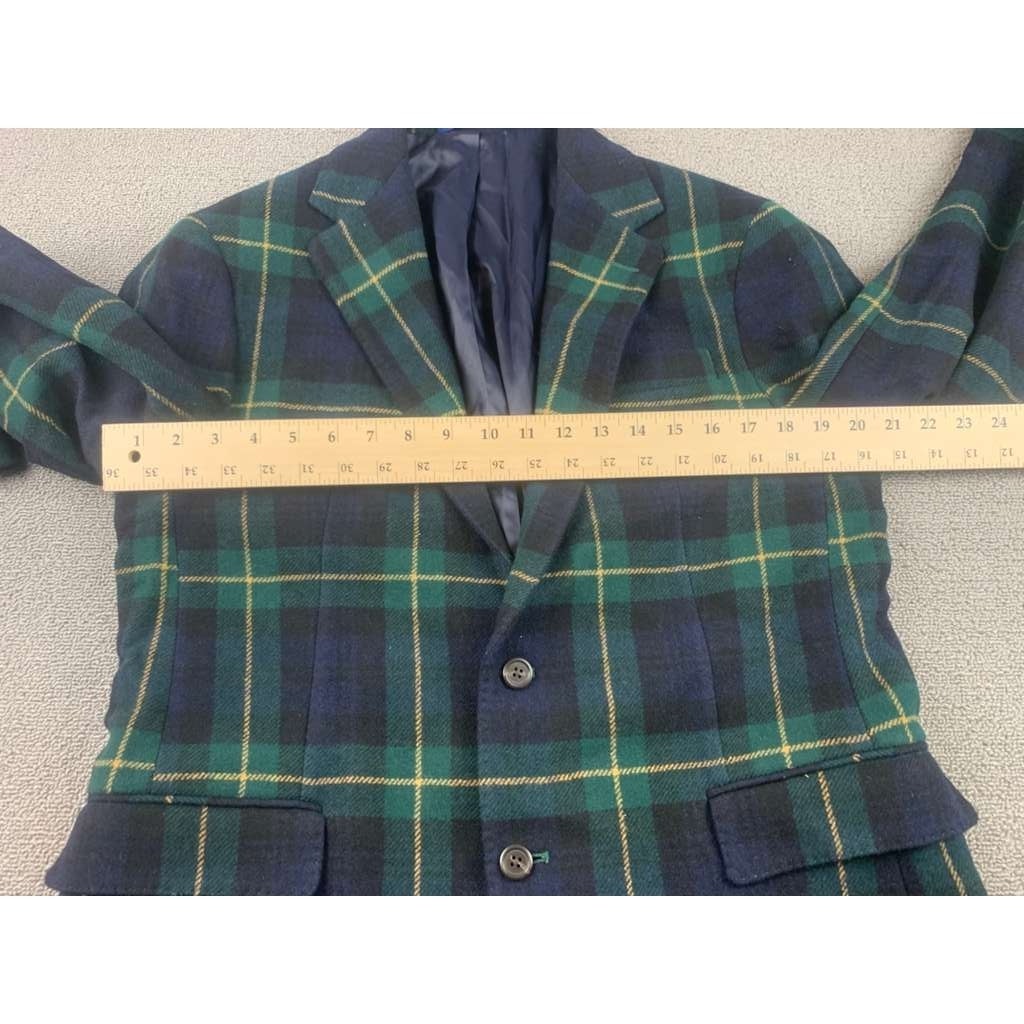 Polo Ralph Lauren Men 40R Tartan Plaid Wool Blend Blazer Sport Coat