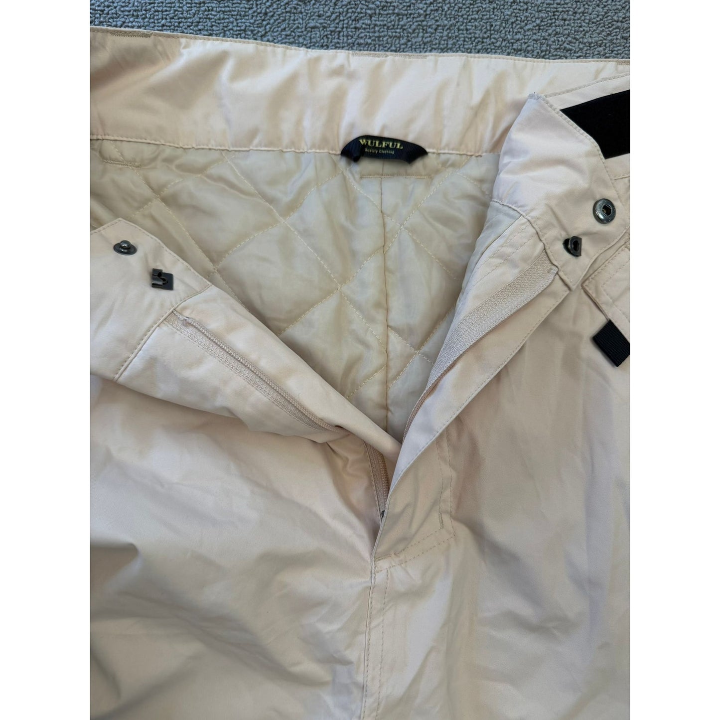 WULFUL Men's Large Snow Ski Pants Cargo White Insulated Winter Outdoor Trousers