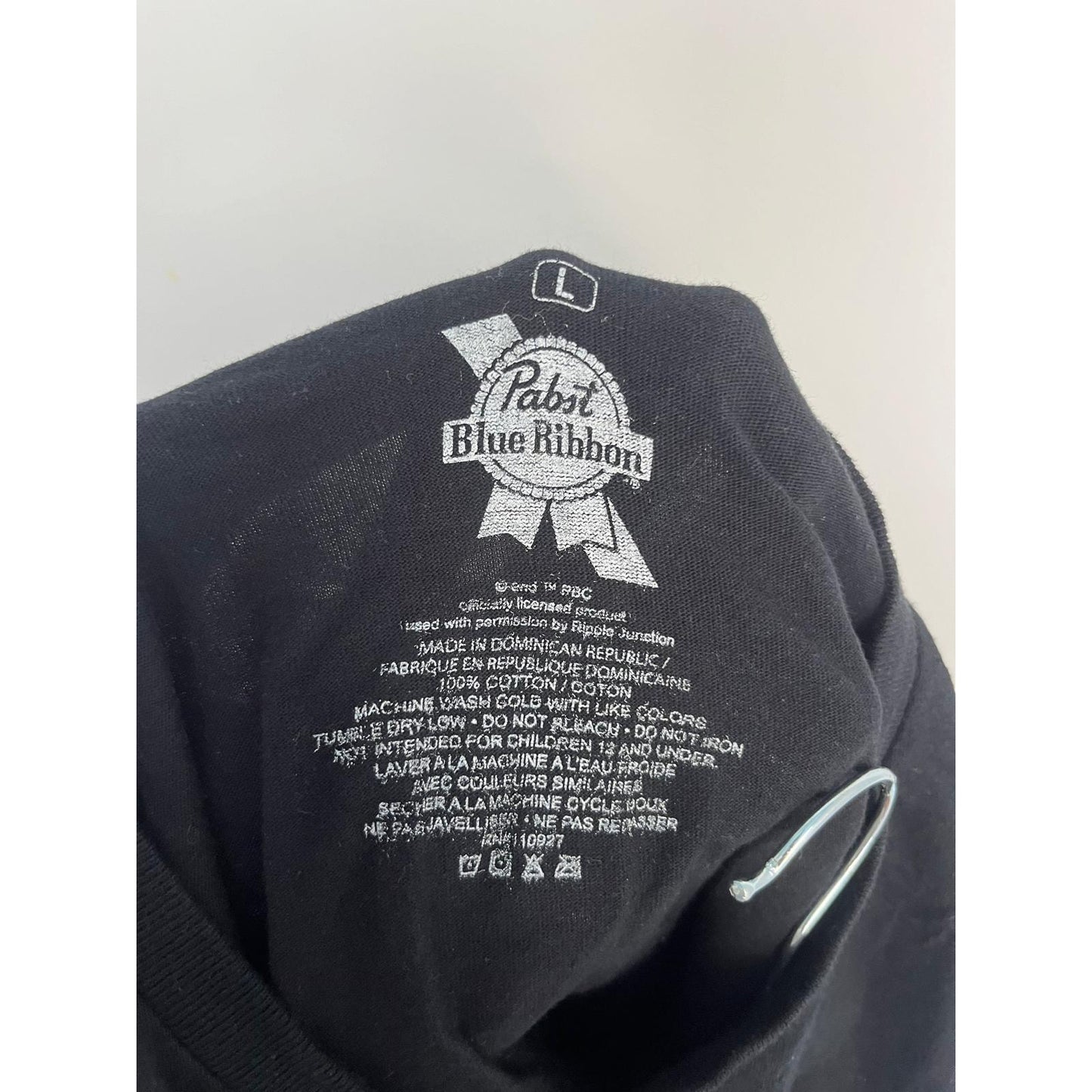 Pabst Blue Ribbon T Shirt Men L Black Graphic Beer Logo Cotton