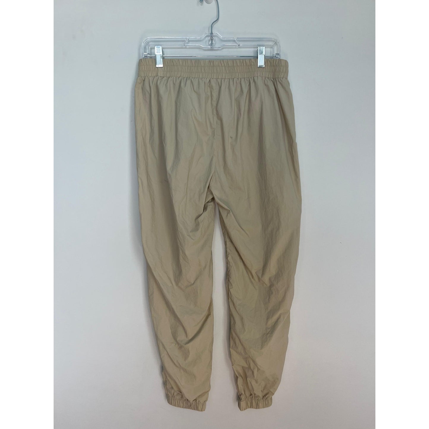 Donni Jogger Pants Women L Beige Lightweight Button Front Elastic Waist