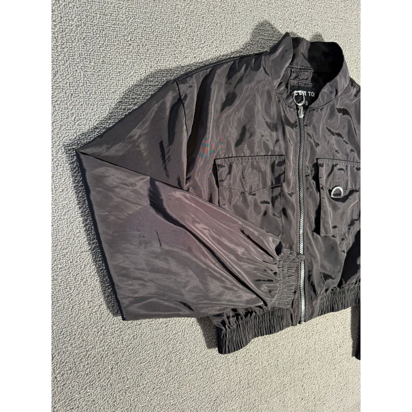 C’est Toi Black Cropped Zip‑Up jacket Size S Active Fall Urban City