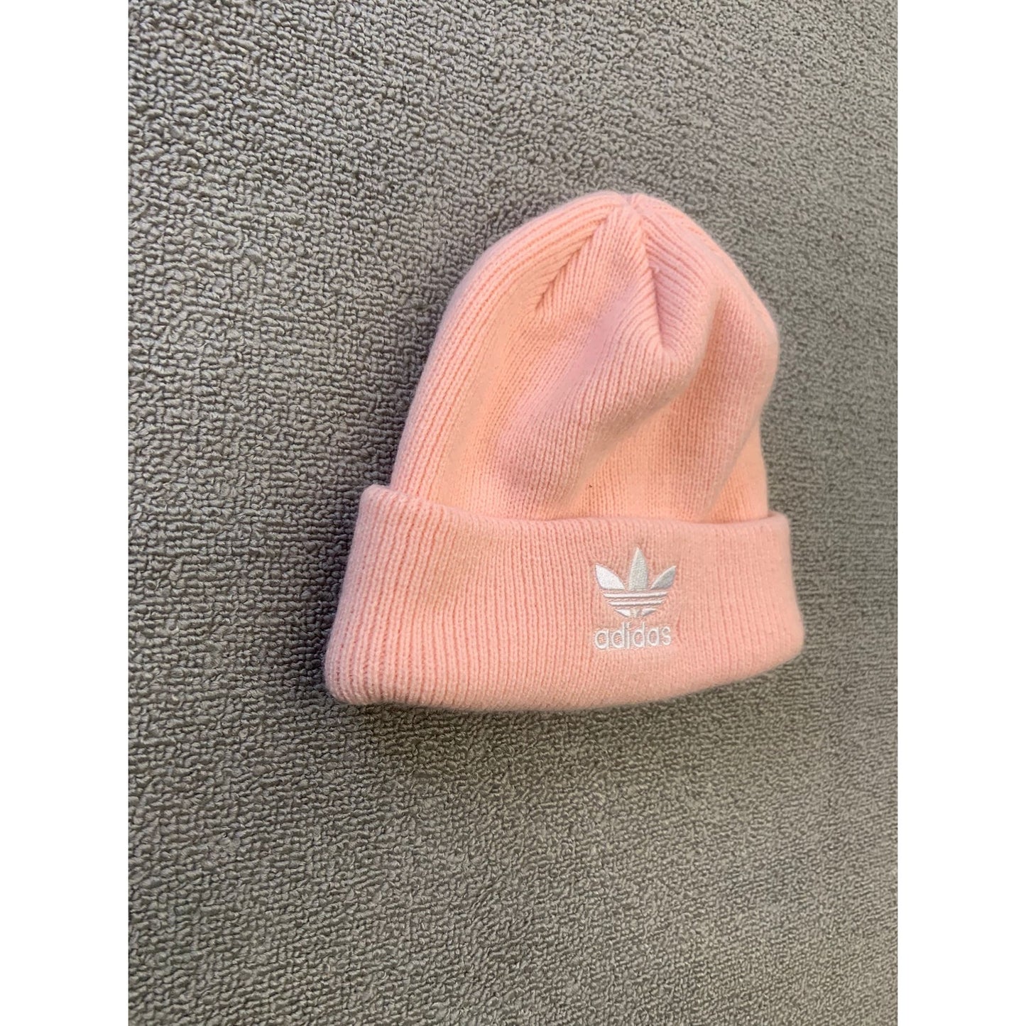 Adidas Women Pink Embroidered Adidas Logo Embroidered Knit Beanie One Size