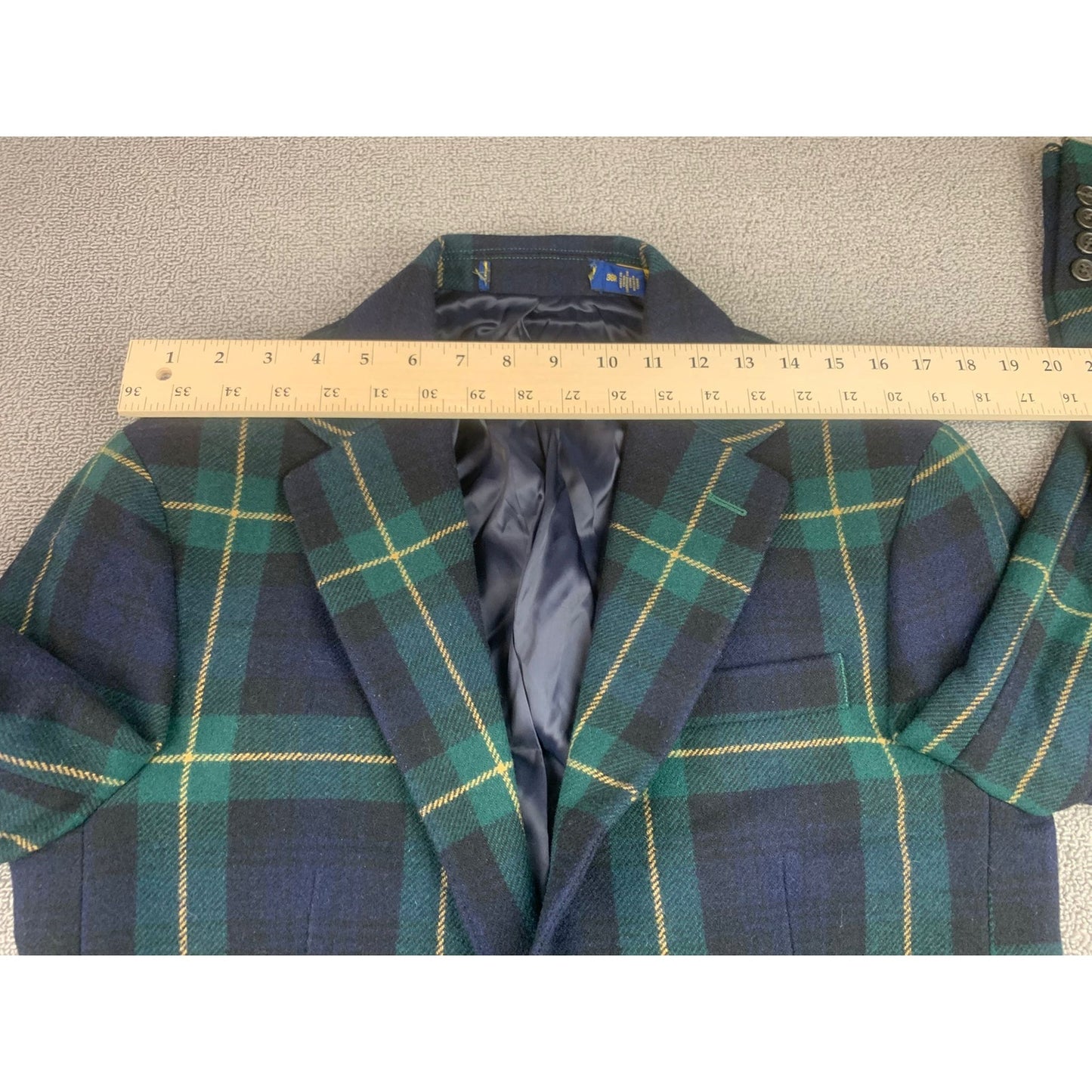 Polo Ralph Lauren Men 38R Tartan Plaid Wool Blend Blazer Sport Coat