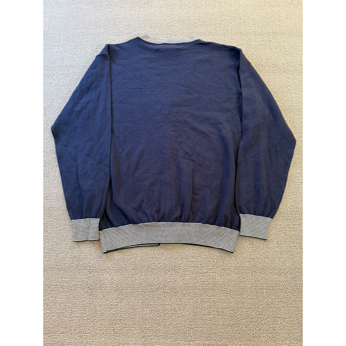 Tasso Elba Large Mens Navy Supima Cotton Striped Cardigan