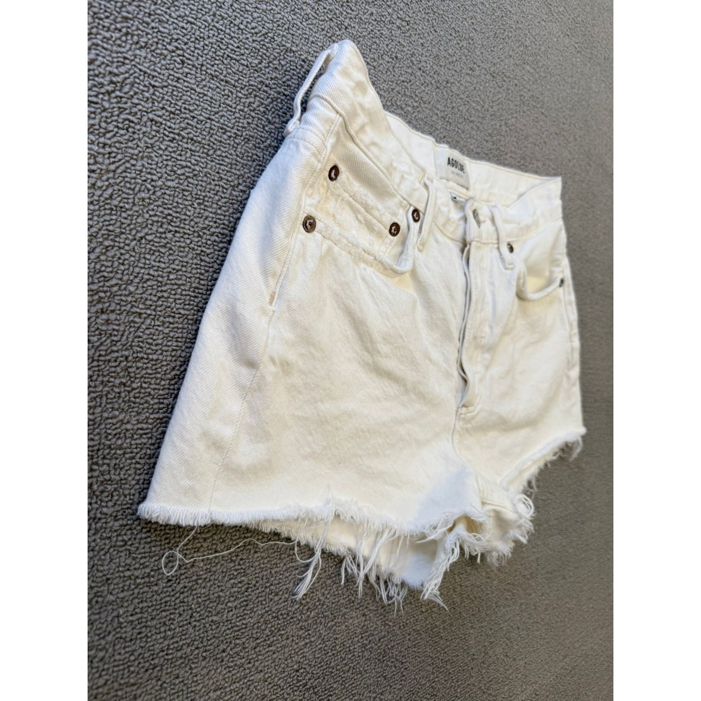 AGOLDE Los Angeles Women's Size 25 White Denim Shorts High Rise Cutoff