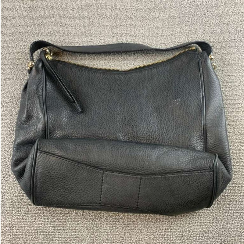 Kate Spade New York Shoulder Hobo Bag Women Black Cow Leather Pebbled Logo