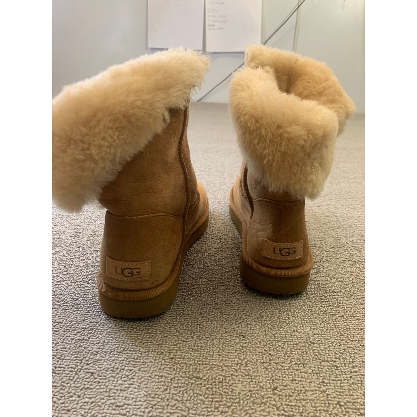 UGG Women US 7 Brown Suede Fur Classic Short Boots