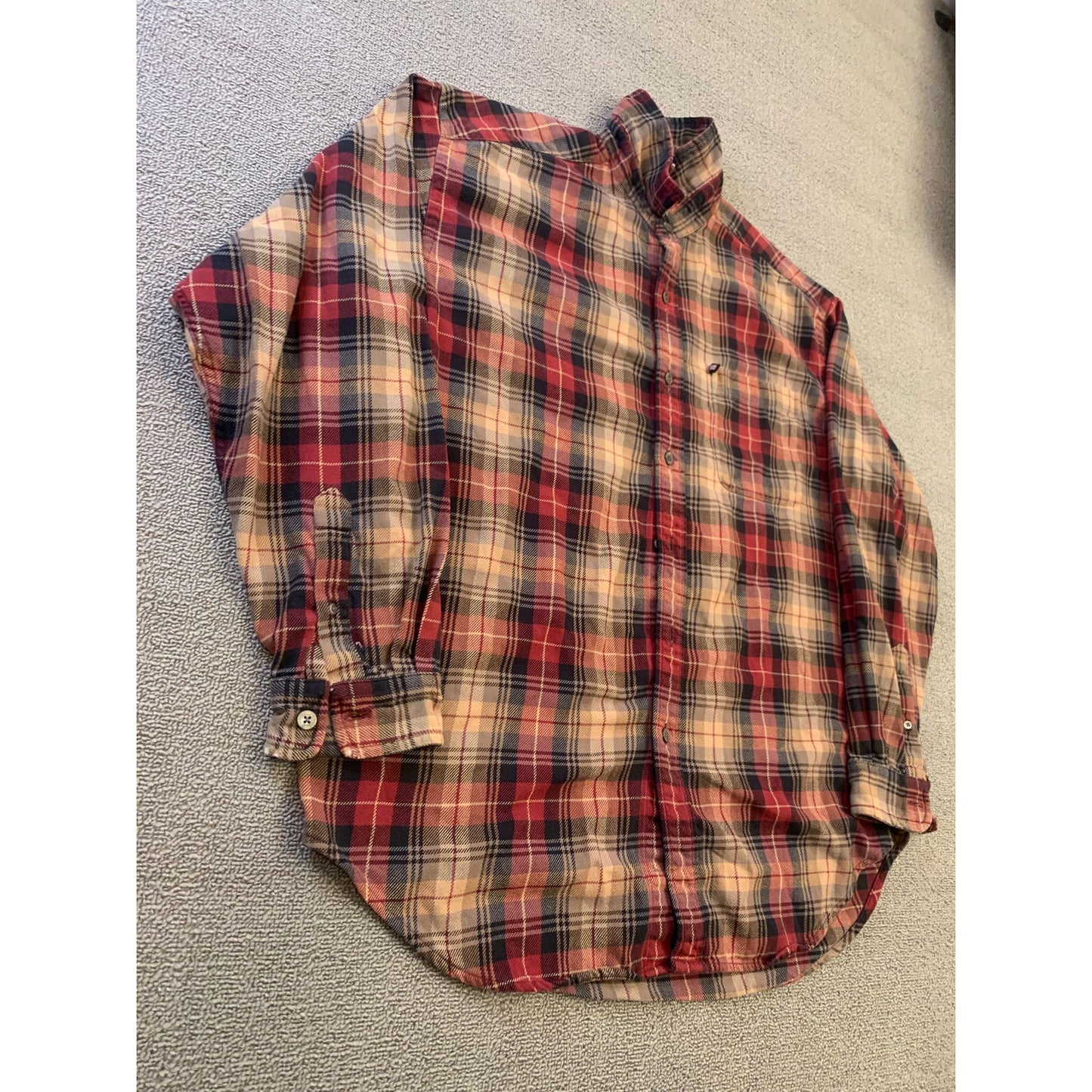 POLO JEANS CO. RALPH LAUREN Men's L Red Plaid Wool Blend Button Down Shirt