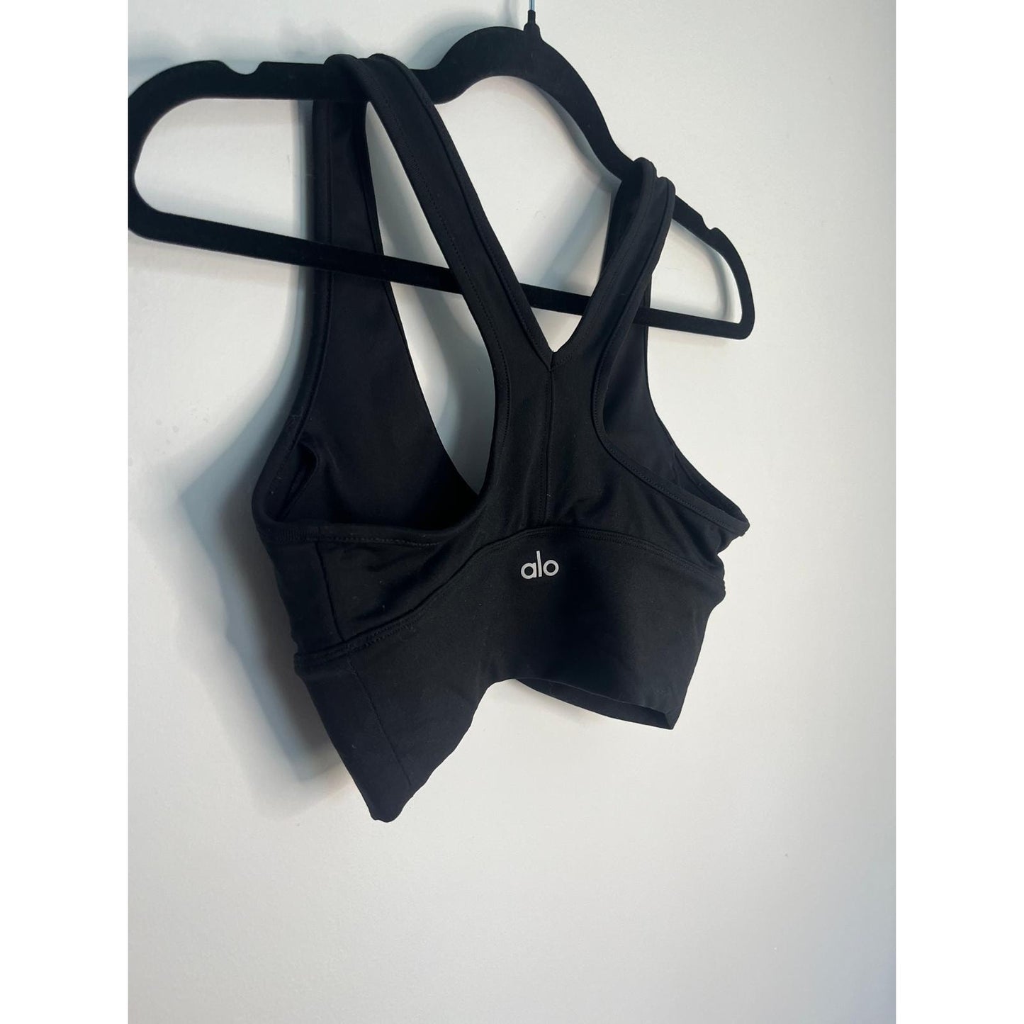 Alo Yoga Ruched Racerback Sports Bra Black XS Compression Stretch