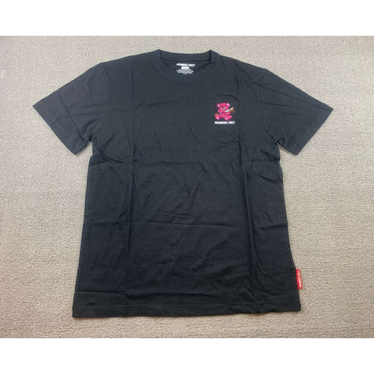 Members Only Graphic T Shirt Men M Embroidered Black Chest Logo Pink Bear Knife