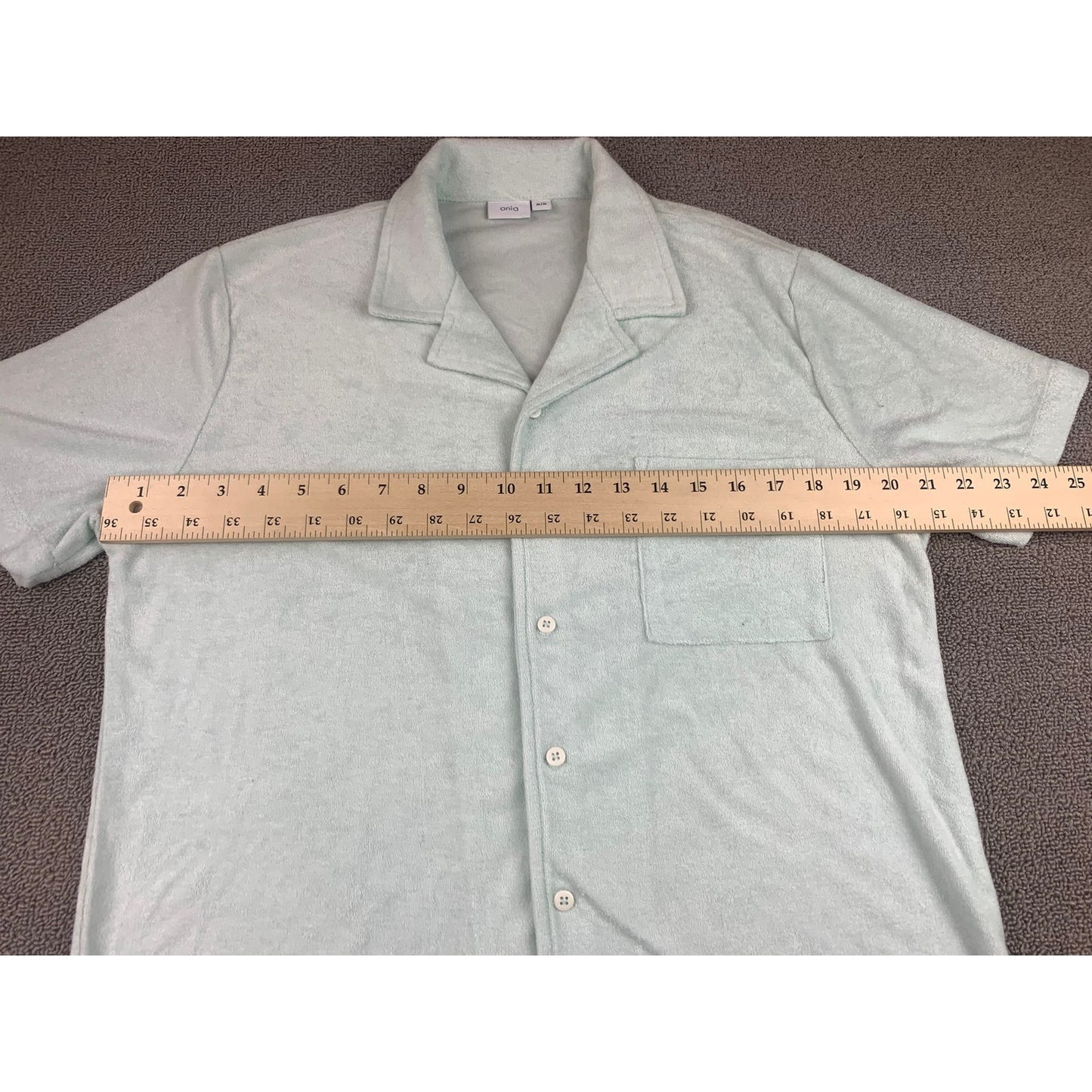 Onia Terry Camp Shirt Men's M Mint Green Short Sleeve Button Front Resort