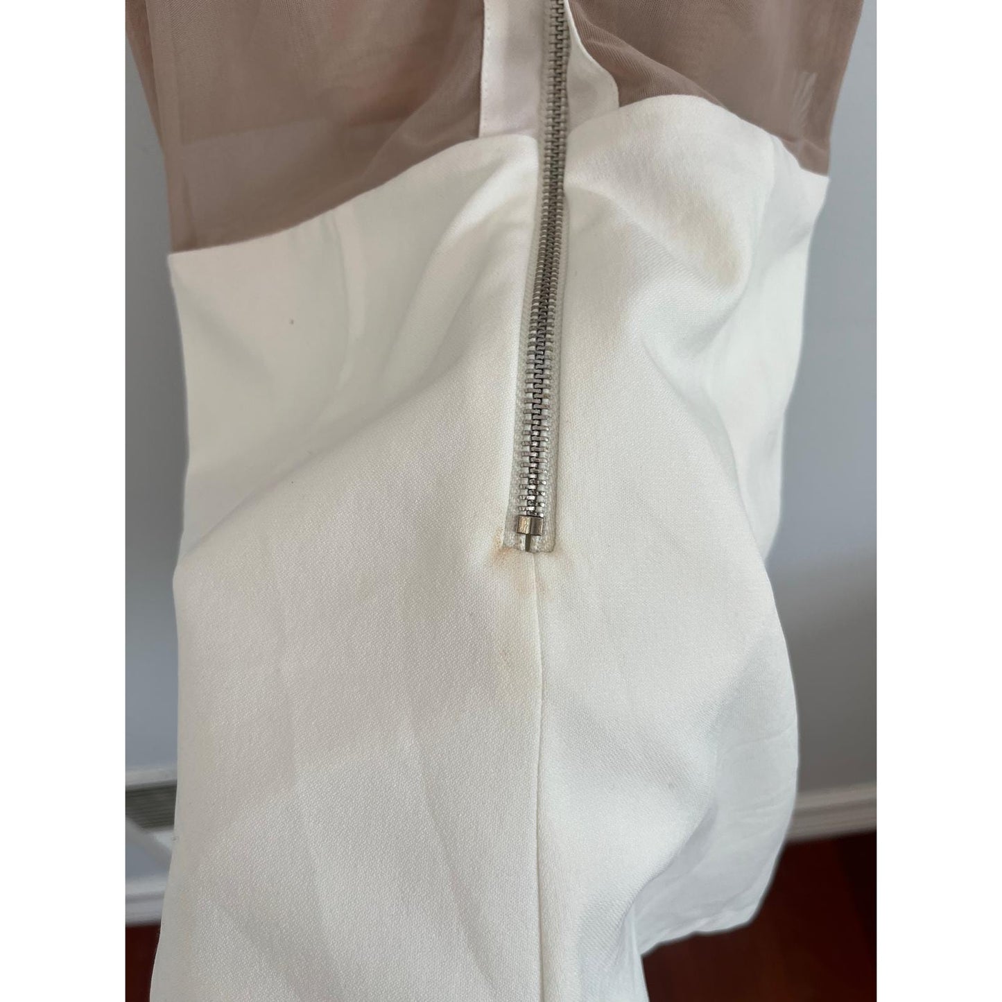 Tea & Cup Romper Women S White Mesh Inset Halter Back Zip Playsuit