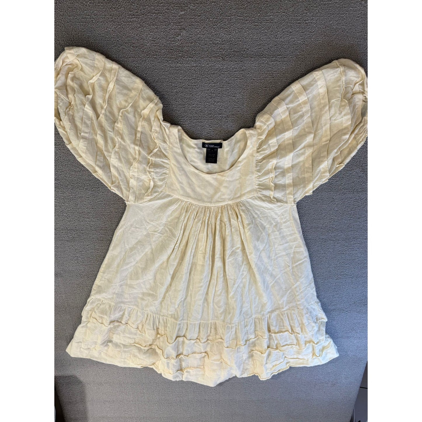 Etoile Isabel Marant Women's Size 1Cream Cotton Blend Ruffle Puff Sleeve Top