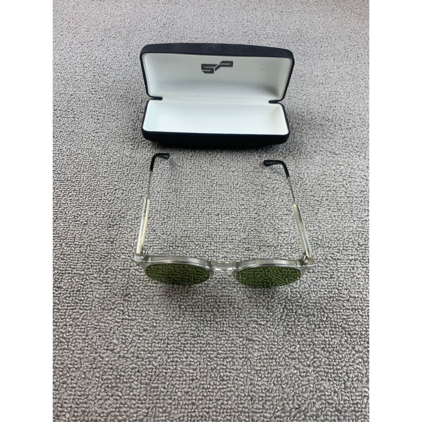 Spitfire England Unisex Silver Clear Black Round Retro Sunglasses With Case