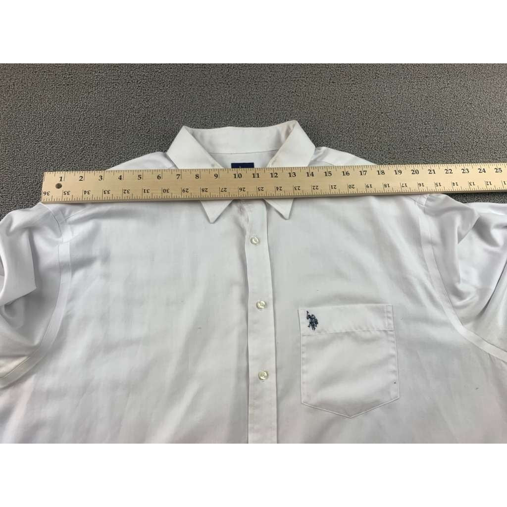 US POLO ASSN. White Button-Down Dress Shirt Wrinkle-Free Men's Size Extra Large