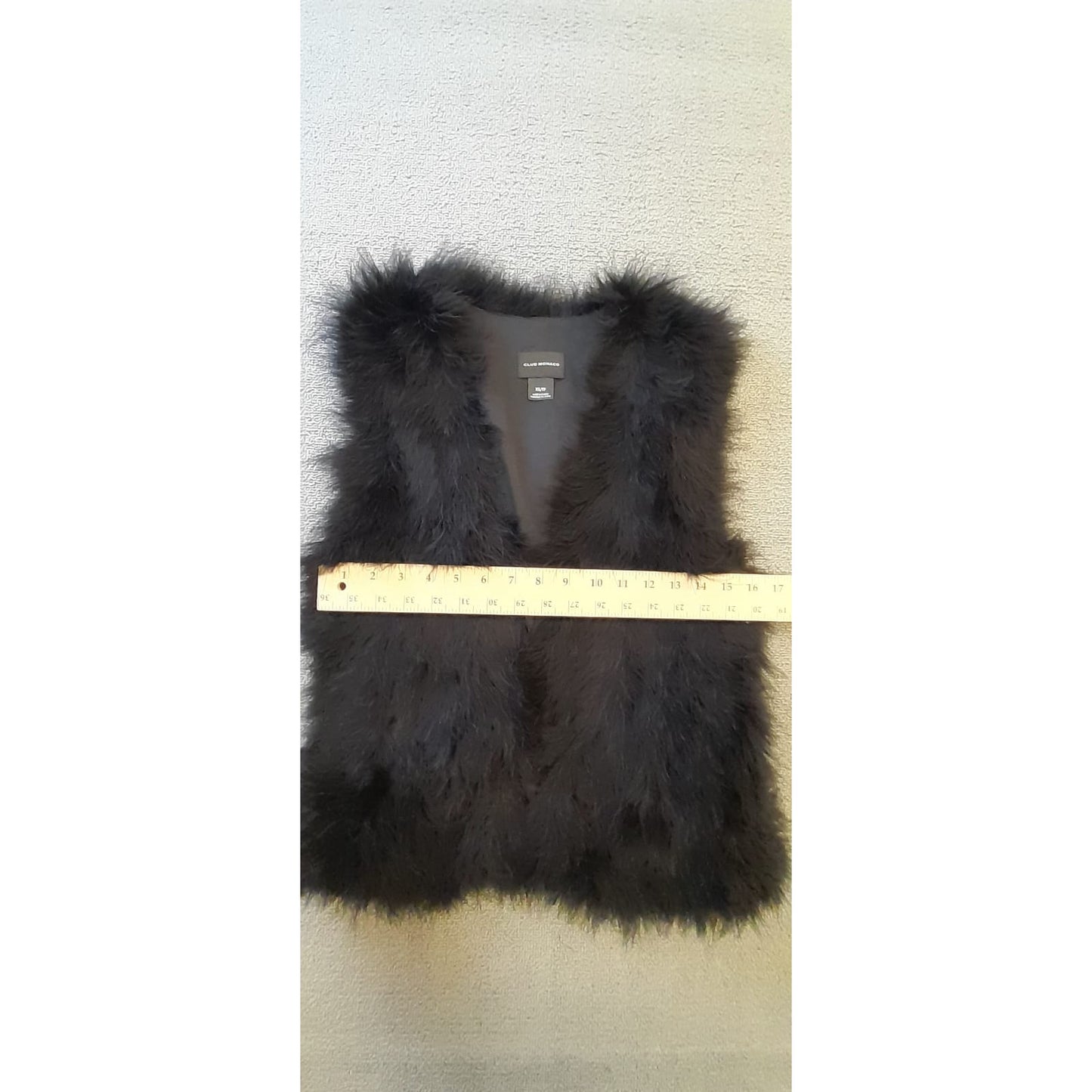 Club Monaco Womens XS Black Feather Vest Chic Outerwear Stylish