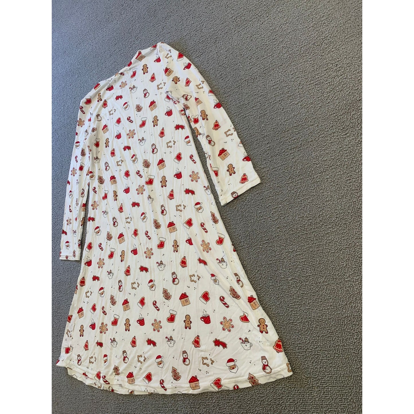 Bellabu Bear Girls 9/10Y White Christmas Gingerbread Nightgown Pajama Dress