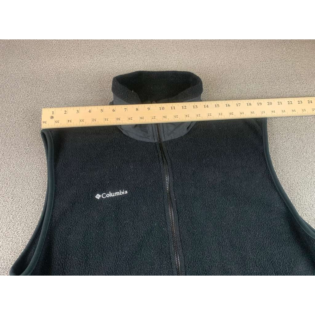 Columbia Fleece Vest Men's Tall L Black Full Zip Made in USA Y2K F00