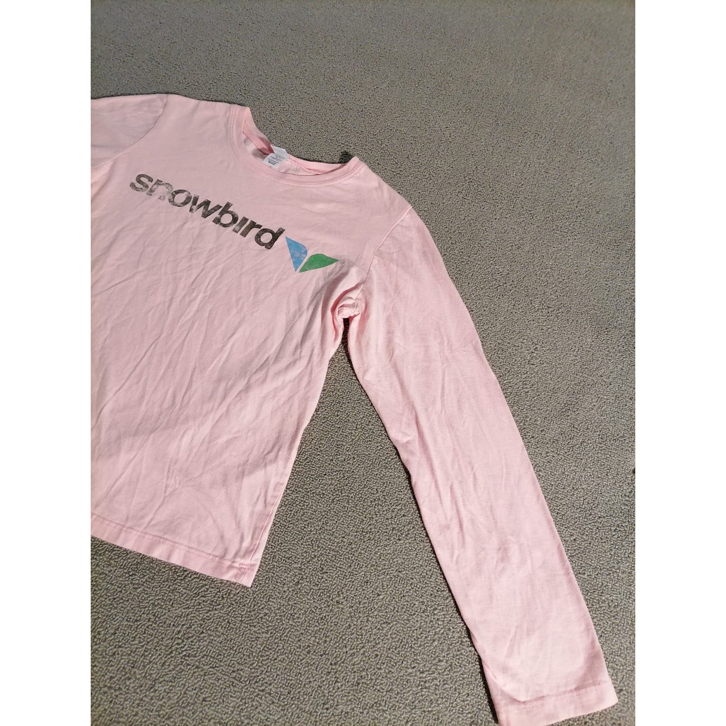 Bella Medium Kids Female Pink Snowbird Graphic Long Sleeve Soft Cotton Tee Top