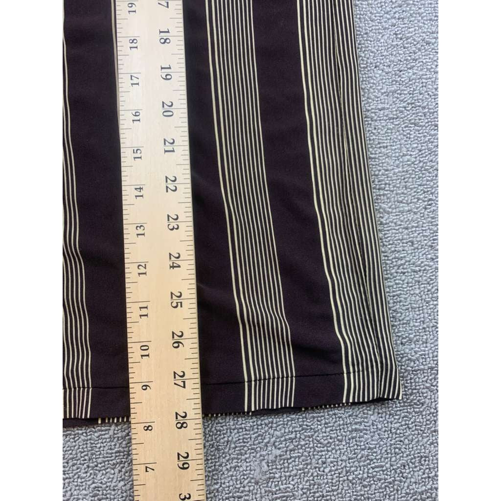 Yves Saint Laurent Polo Men XXL Brown Tan Shirt Vertical Stripe Embroidered Logo