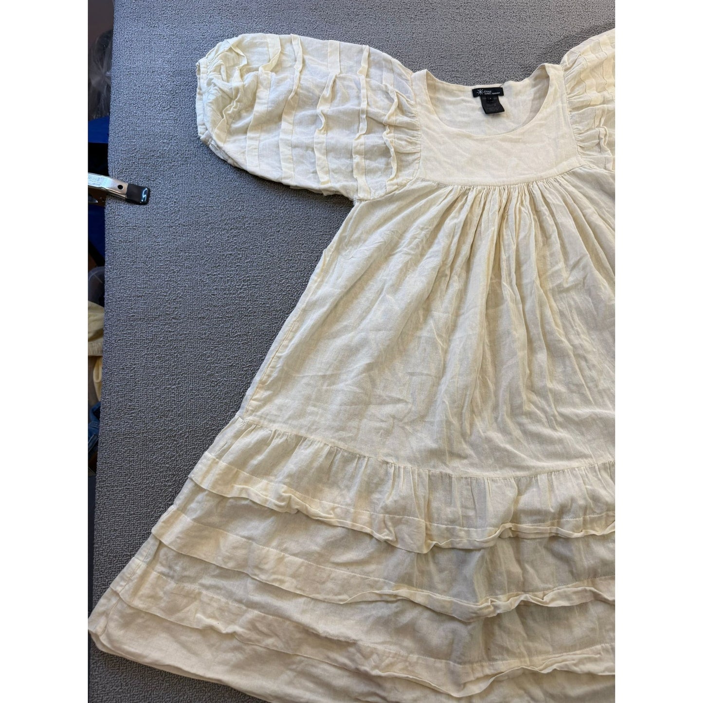 Etoile Isabel Marant Women's Size 1Cream Cotton Blend Ruffle Puff Sleeve Top