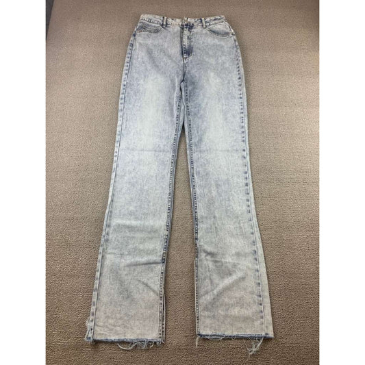 Emory Park Pants Women Size Medium Blue Jean 100% Cotton Split Hem
