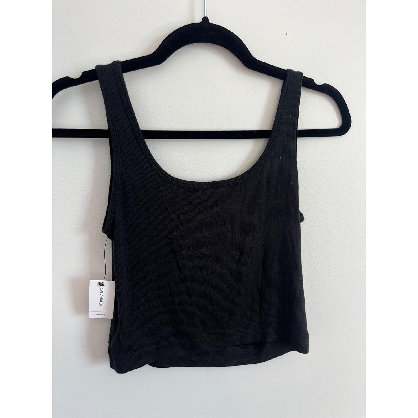 Calvin Klein Tank Top Women M Black Ribbed Cotton Stretch NWT