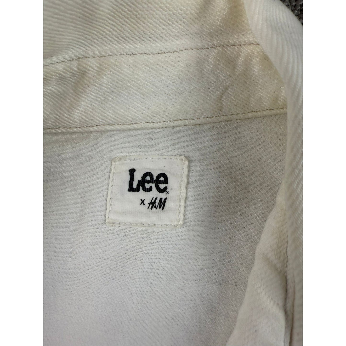 Lee x H&M Men’s Ecru Denim Chore Shirt Jacket Size M Workwear Overshirt Pockets