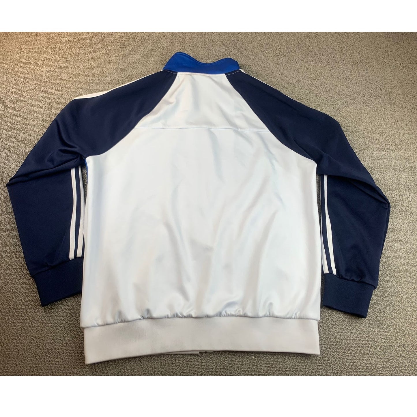 Sports Essentials Men's S White Blue Navy Full Zip Up Athletic Track Jacket