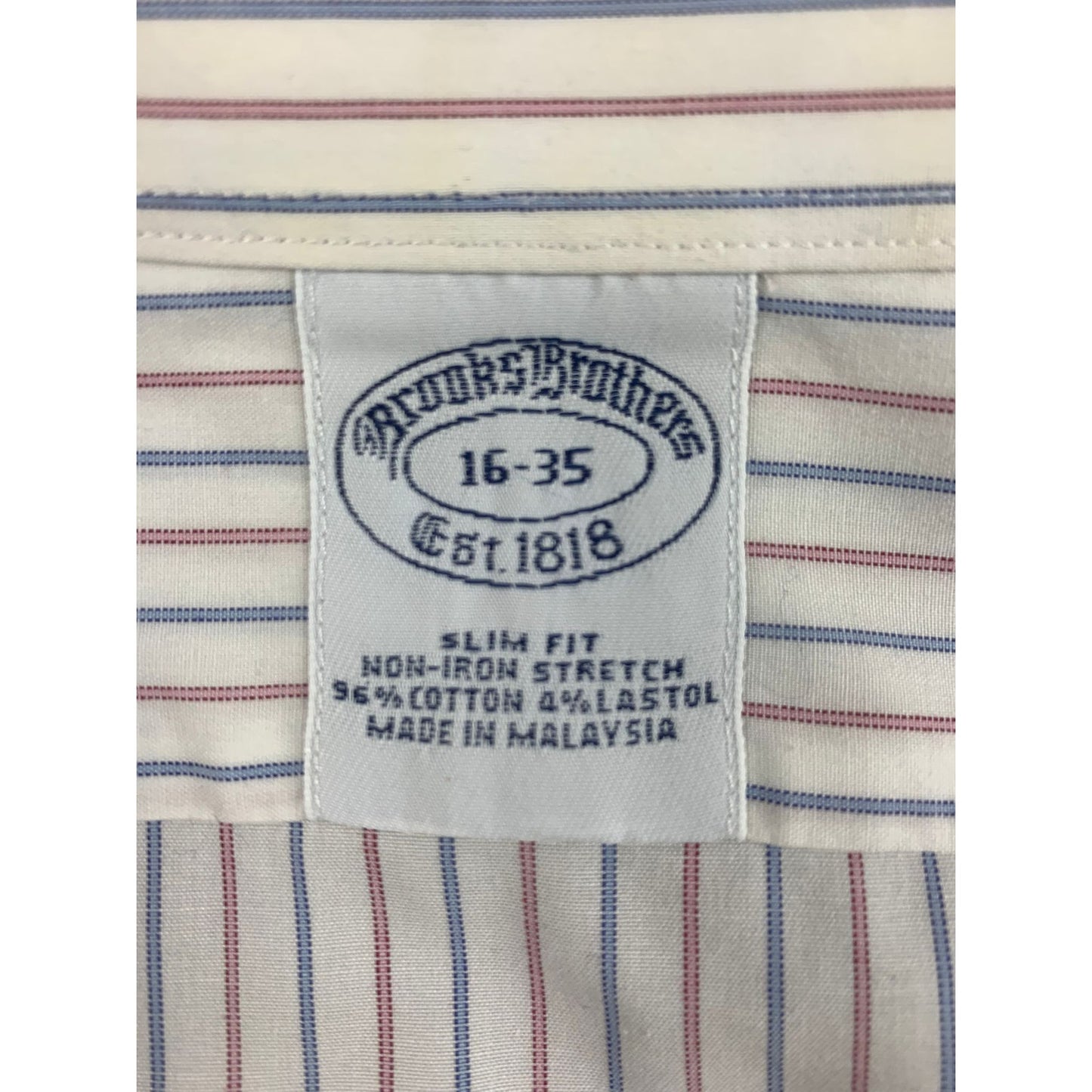 Brooks Brothers Dress Shirt Men's 16-35 Slim Fit Non Iron Stretch Stripe