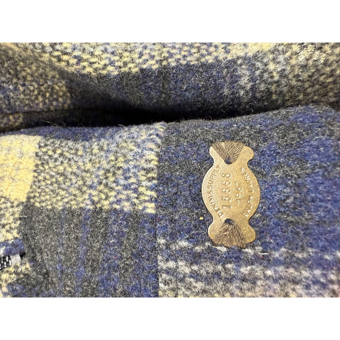 Denim & Supply Ralph Lauren Women's Large Wool Plaid Faux Fur Trimmed Jacket