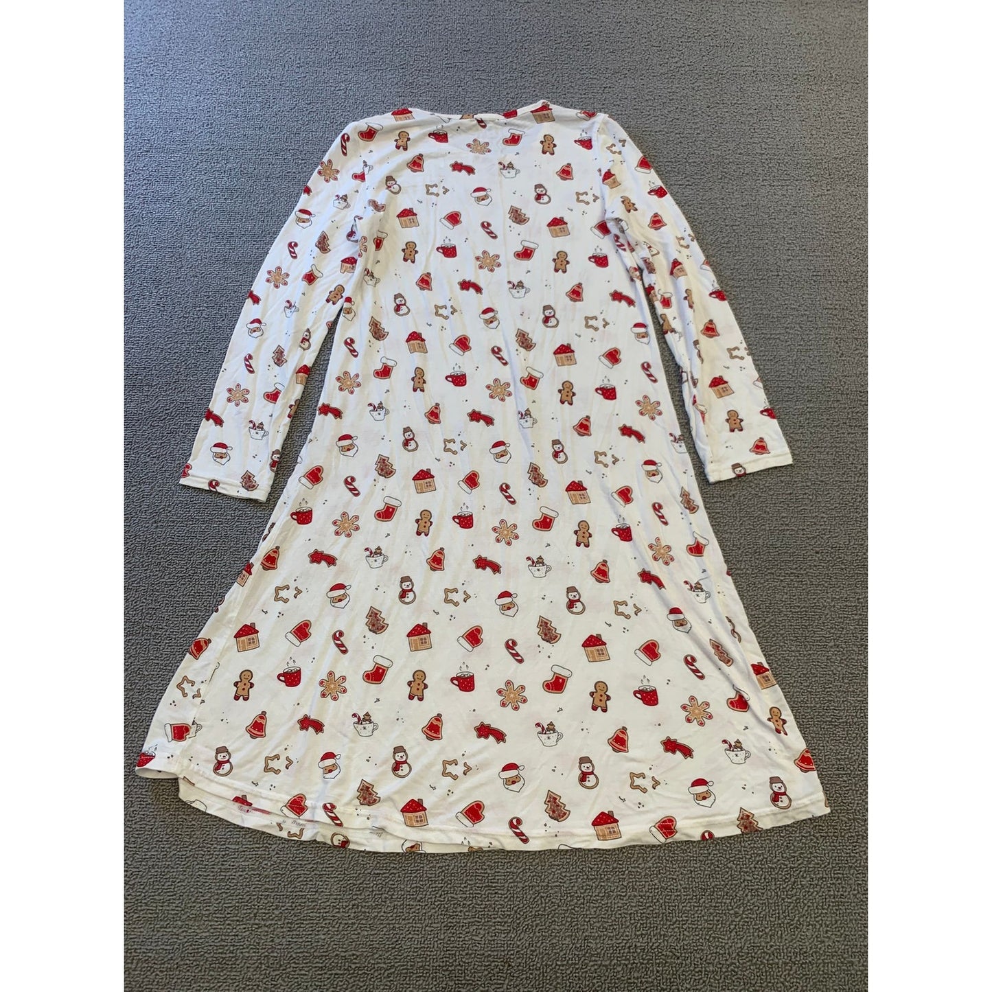 Bellabu Bear Girls 9/10Y White Christmas Gingerbread Nightgown Pajama Dress