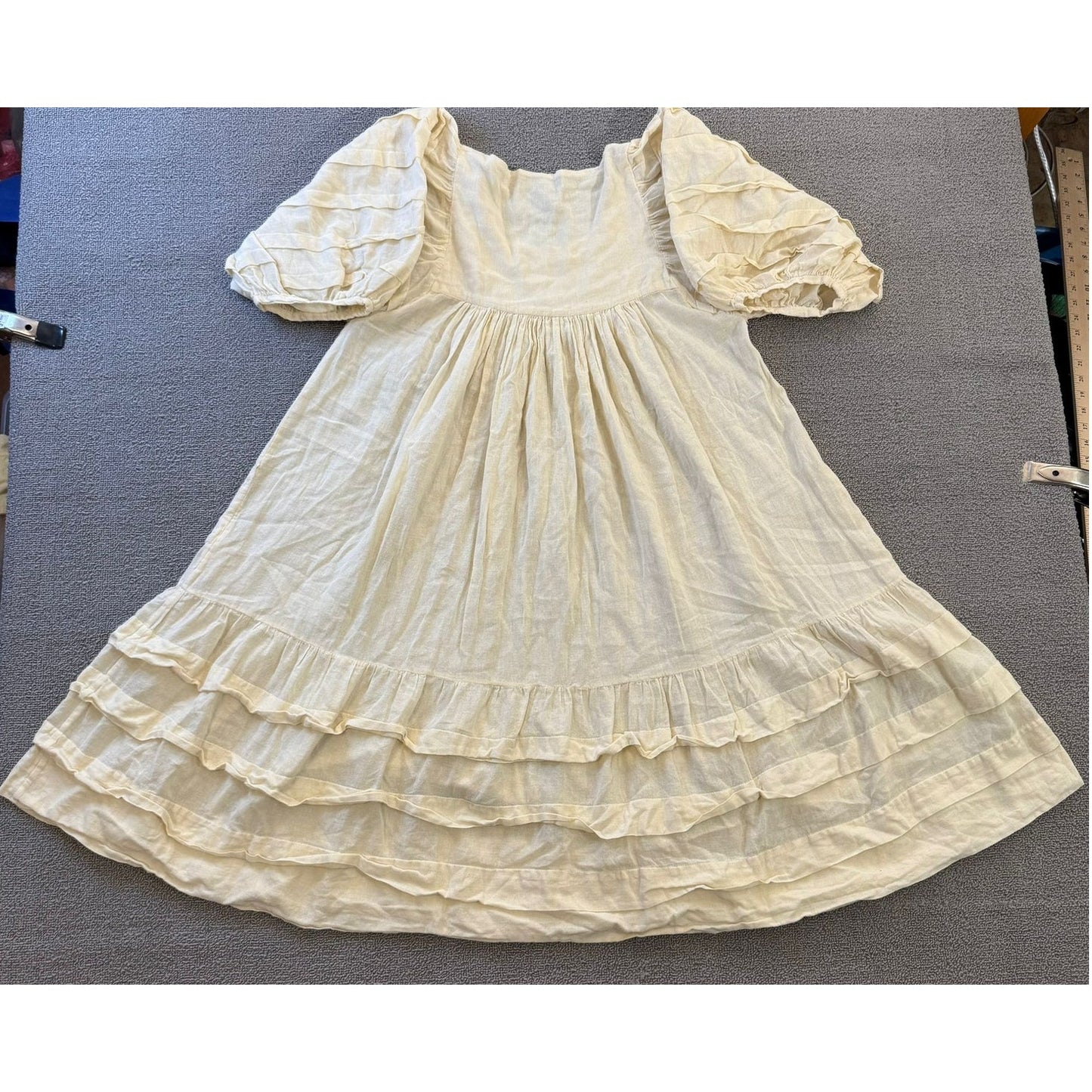 Etoile Isabel Marant Women's Size 1Cream Cotton Blend Ruffle Puff Sleeve Top